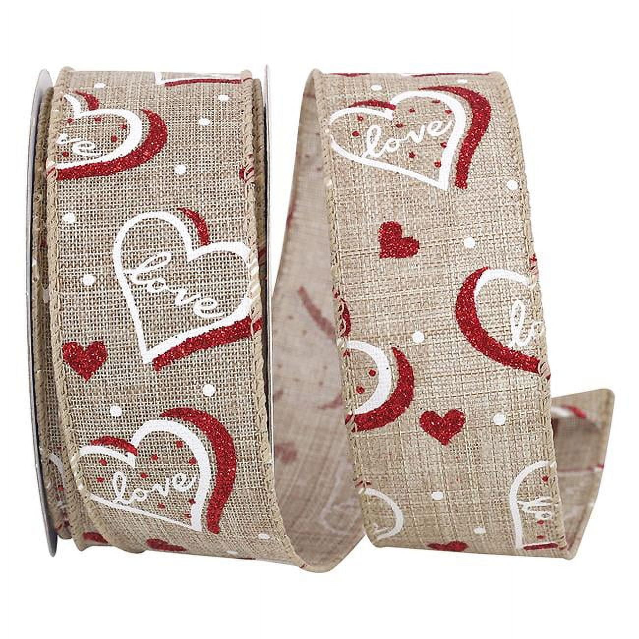 Reliant Ribbon - 93621W-756-09F, Love Heartbeat Linen Glitter