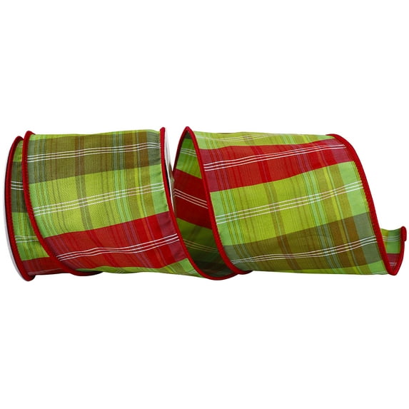Reliant Ribbon - 93714W-601-10F, Ribbon, Lime/red, 4 Inch, 10 Yards