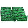 thumbnail image 1 of Reliant Ribbon 93780W-044-40F 2.5 in. 10 Yards Clover Glitter Stripes Wired Edge Ribbon, Green, 1 of 1