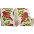 thumbnail image 1 of Reliant Ribbon 93966W-750-40F 2.5 in. 10 Yards Cardinal Holly Natural Wired Edge Ribbon, Natural, 1 of 1