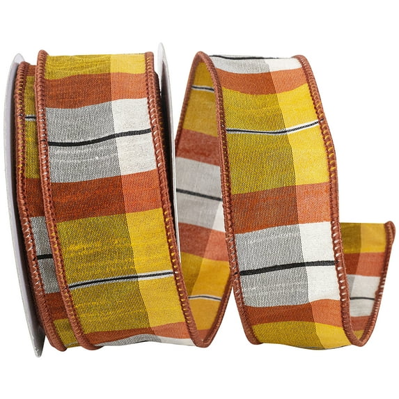 Reliant Ribbon - 93972W-701-09F, Ribbon, Orange/white, 1-1/2 Inch, 10 Yards