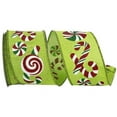 thumbnail image 1 of Reliant Ribbon 93985W-204-40F 2.5 in. 10 Yards Peppermints & Candy Cane Sundry Linen Wired Edge Ribbon, Lime, 1 of 1