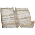 thumbnail image 1 of Reliant Ribbon 94017W-992-40F 2.5 in. 10 Yards Stripe Brocade Metallic Wired Edge Ribbon, Ivory & Gold, 1 of 1