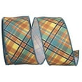 thumbnail image 1 of Reliant Ribbon 94039W-913-40F 2.5 in. 10 Yards Plaid Nelson Diagonal Wired Edge Ribbon, Turquoise, 1 of 1