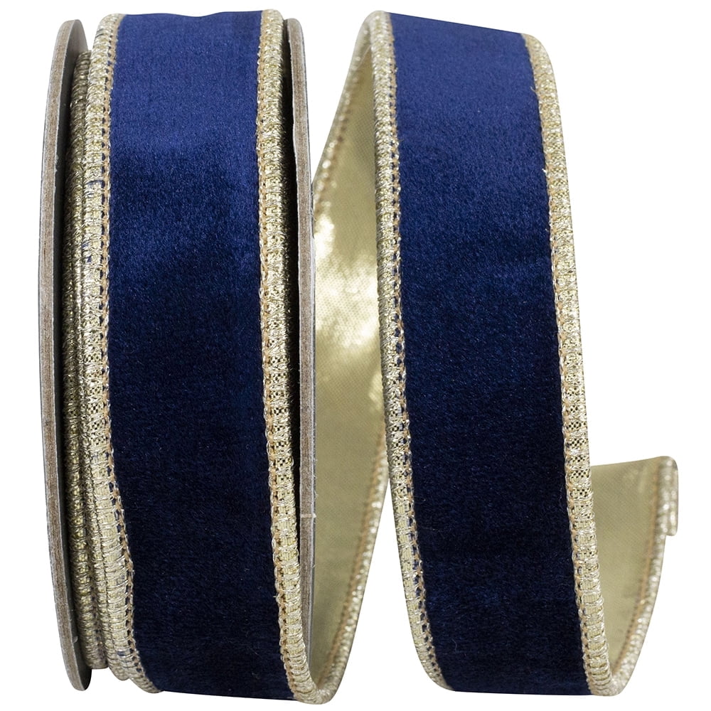 Reliant Ribbon - 94053W-690-05D, Ribbon, Navy/gold, 1 Inch, 5 Yards ...