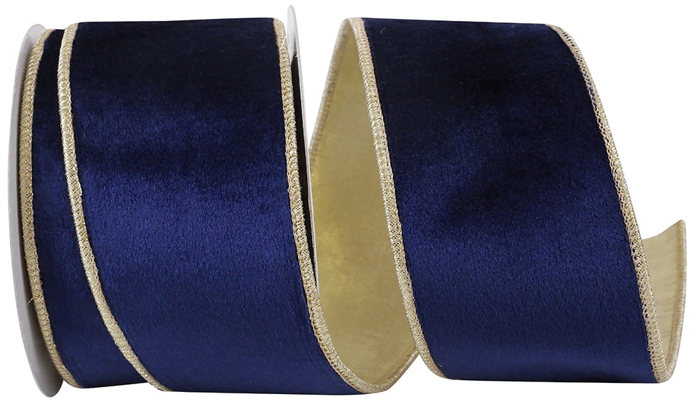 Reliant Gold Reliant Ribbon - 94053W-690-40D, Ribbon, Navy/gold, 2-1/2 Inch, 5 Yards ...