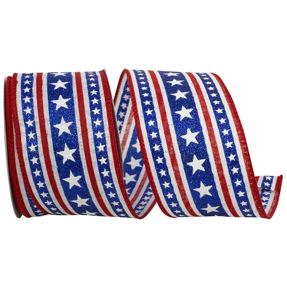 Reliant Ribbon - 94128W-653-40F, Ribbon, Red/white/blue, 2-1/2 Inch, 10 Yards