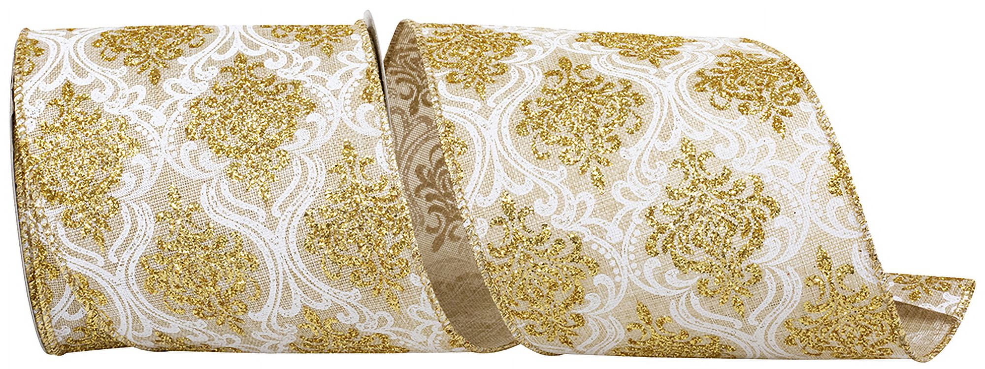Reliant Gold Reliant Ribbon - 94234W-757-10F, Ribbon, Natural/gold, 4 Inch, 10 Yards ...