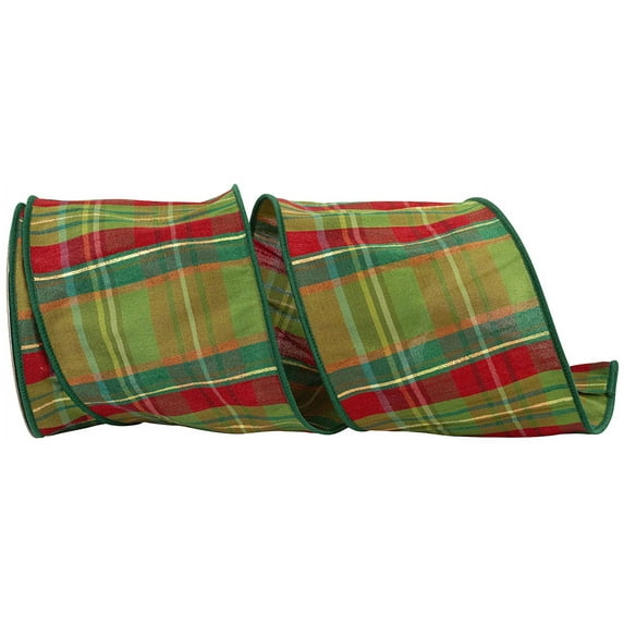 Reliant Ribbon - 94261W-592-10F, Ribbon, Green/red, 4 Inch, 10 Yards