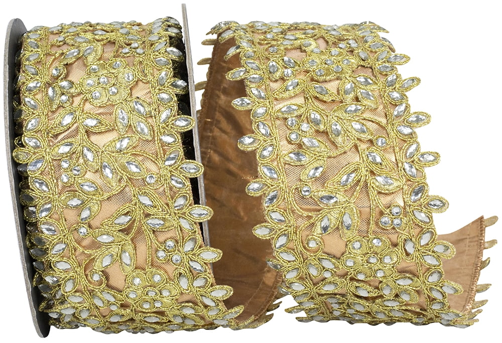 Reliant Ribbon - 94365W-035-40D, Ribbon, Gold, 2-1/2 Inch, 5 Yards