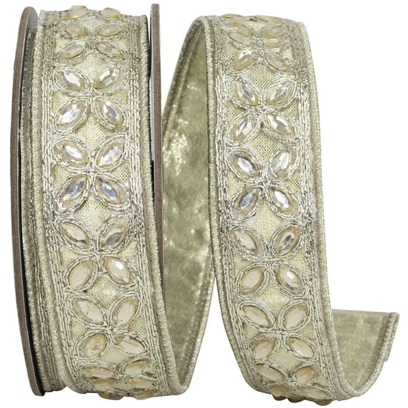 Reliant Ribbon - 94378W-075-09D, Ribbon, Platinum, 1-1/2 Inch, 5 Yards