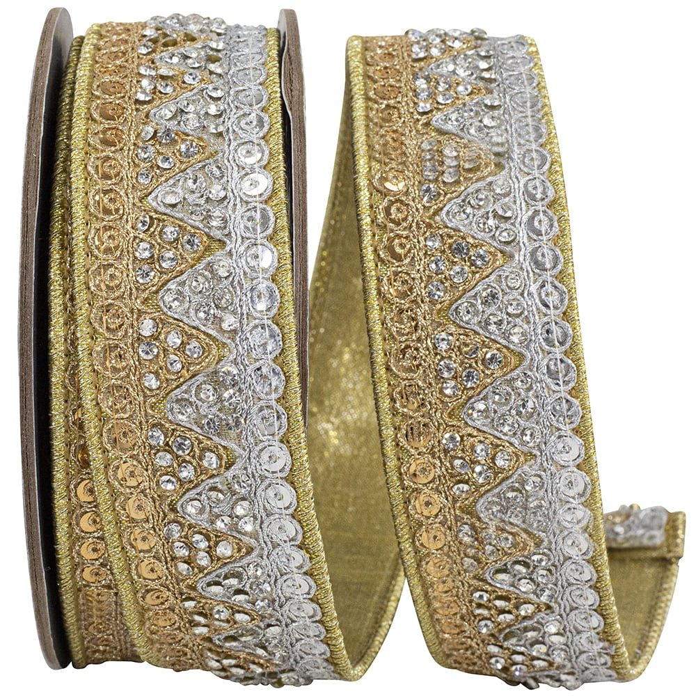 Reliant Ribbon Script Reliant Ribbon - 94381W-990-09D, Ribbon, Gold/silver, 1-1/2 Inch, 5 ...