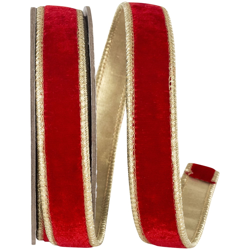 Reliant Ribbon - 94413W-994-05D, Ribbon, Red/gold, 1 Inch, 5 Yards