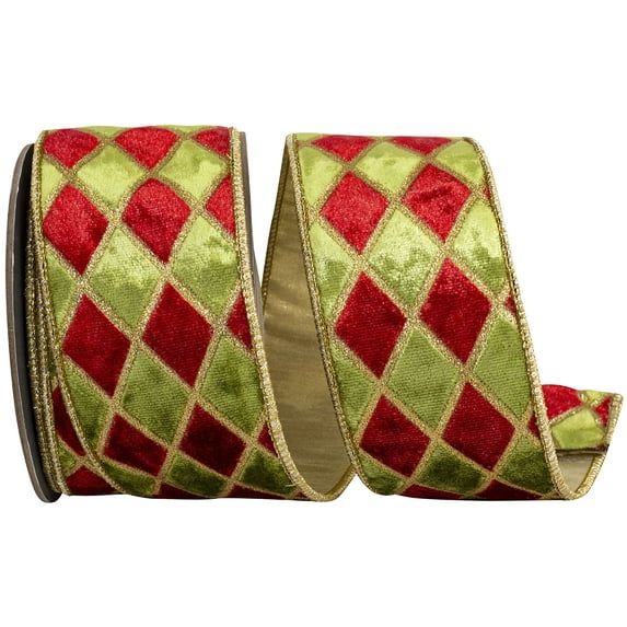 Reliant Ribbon - 94452W-803-40D, Ribbon, Scarlet/moss, 2-1/2 Inch, 5 Yards