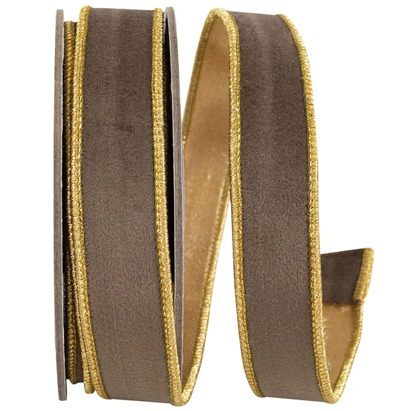 Reliant Ribbon - 94453W-224-05D, Ribbon, Brown/gold, 1 Inch, 5 Yards