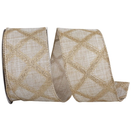 Reliant Ribbon - 94491W-757-40F, Ribbon, Natural/gold, 2-1/2 Inch, 10 Yards