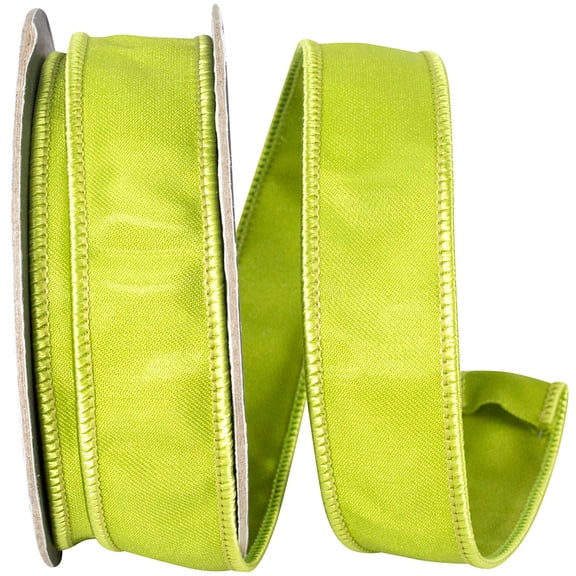 Ribbon - Iridescent Satin Elegance Wired Edge, Green Grass, 7/8 Inch, 10 Yards