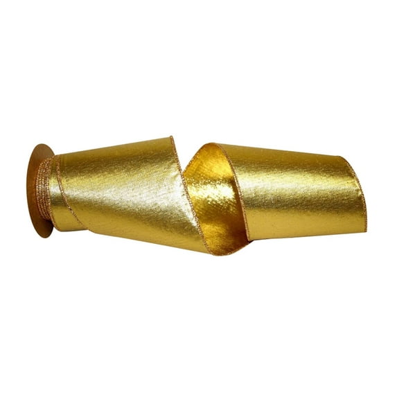 Reliant Ribbon - 9591M-035-10F, Shimmer Wired Edge Ribbon, Gold, 4 Inch, 10 Yards