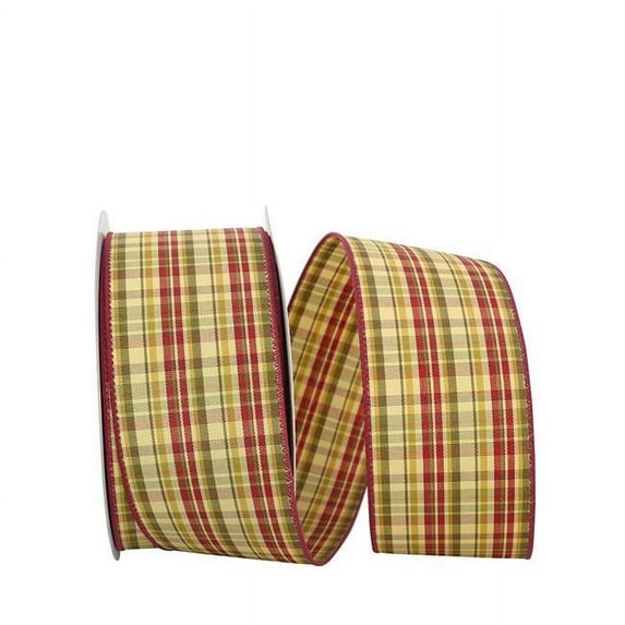 Reliant Ribbon - 97233W-001-40H, Plaid Carmen Wired Edge Ribbon, Multi, 2-1/2 Inch, 20 Yards