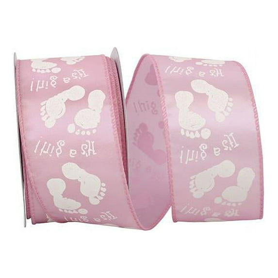 Reliant Ribbon - 97575W-061-40H, Pitter Patter Wired Edge Ribbon, Pink, 2-1/2 Inch, 20 Yards