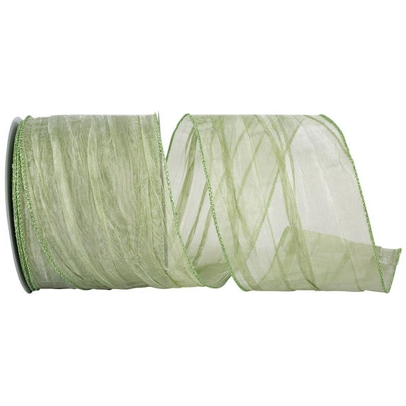 Reliant Ribbon - 97597W-044-10X, Crushed Mesh Value Wired Edge Ribbon, Green, 4 Inch, 30 Yards