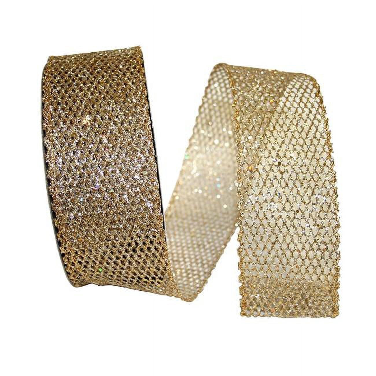 Reliant Gold Reliant Ribbon - 97713W-990-40J, Grand Net Glitter Wired Edge Ribbon ...