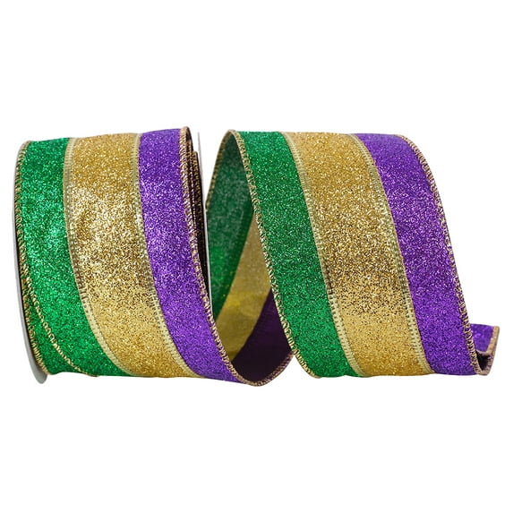 Reliant Ribbon - 97876W-001-40F, Mardi Gras Glitz We Rd Ribbon, Multi, 2-1/2 Inch, 10 Yards