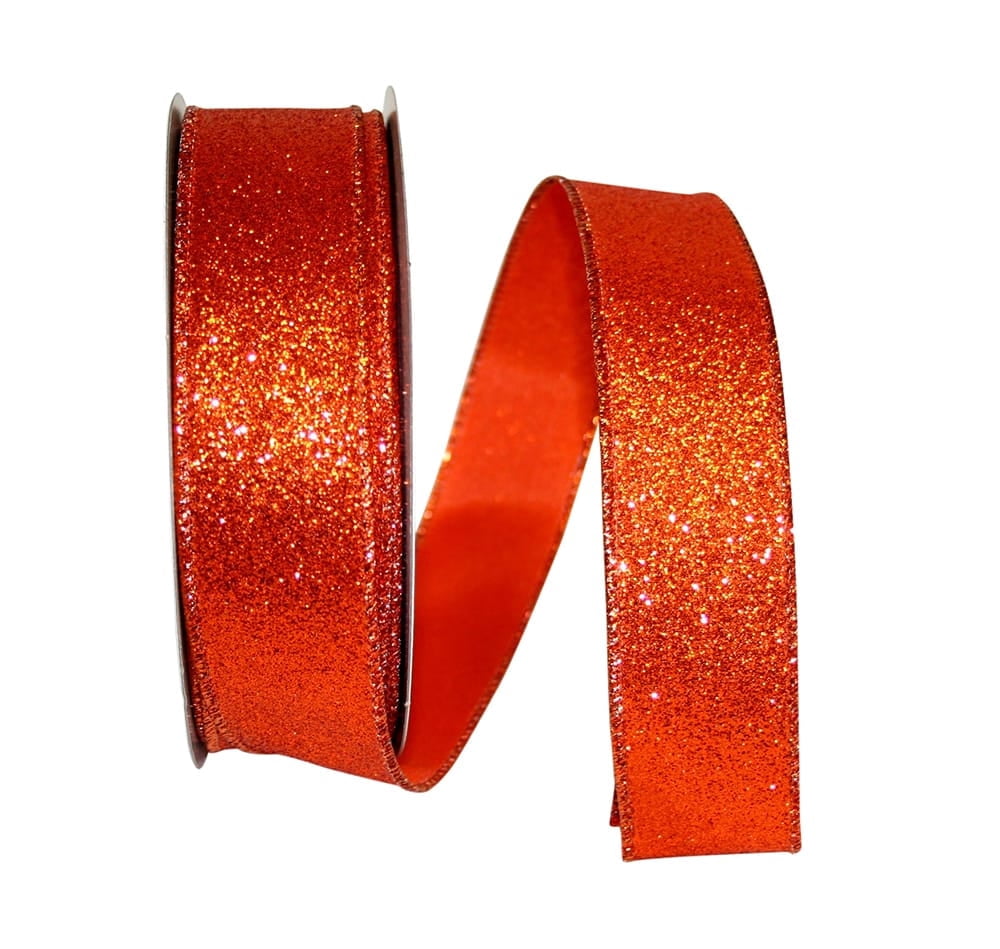 Reliant Ribbon - 97896W-058-09J, Glitter Lame Wired Edge Ribbon, Orange ...