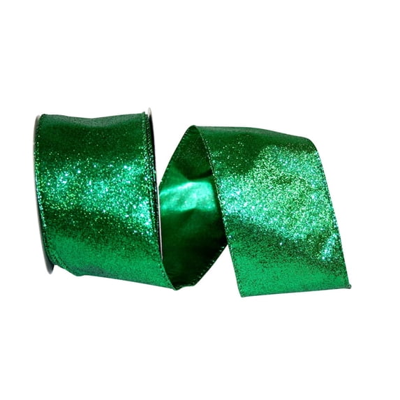 Reliant Ribbon - 97896W-510-40F, Glitter Lame Wired Edge Ribbon, Emerald, 2-1/2 Inch, 10 Yards