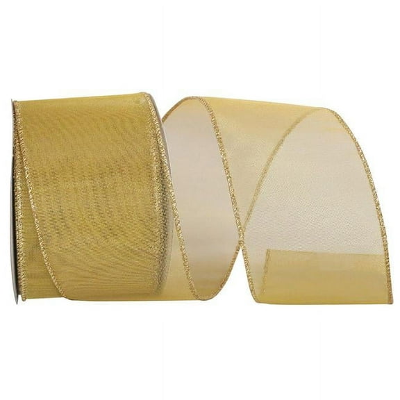 Reliant Ribbon - 99663W-035-40F, Mesh Display Value Wired Edge Ribbon, Gold, 2-1/2 Inch, 10 Yards