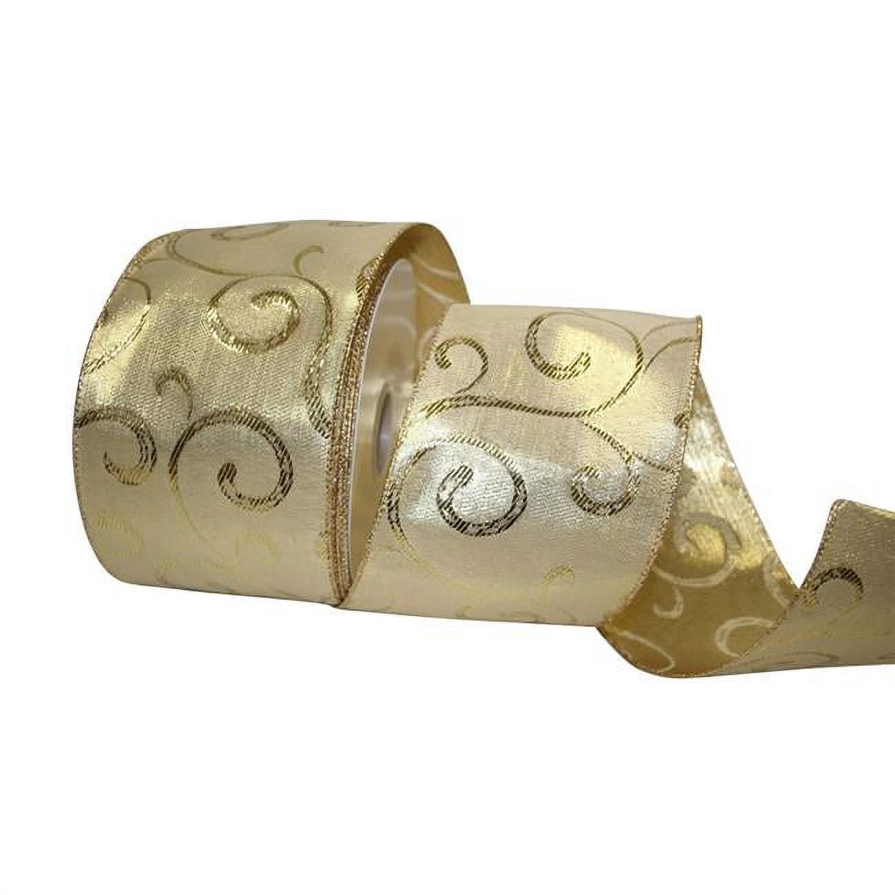 Reliant Gold Reliant Ribbon - 99667W-035-10X, Golden Deco Value Wired Edge Ribbon ...
