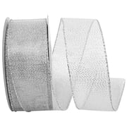 Reliant Ribbon - 99669W-070-09F, Display Glimmer Value Wired Edge Ribbon, Silver, 1-1/2 Inch, 10 Yards