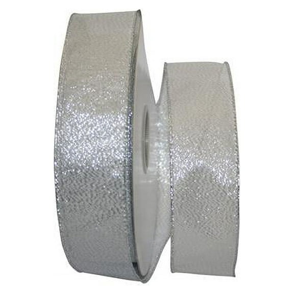 Reliant Ribbon - 99669W-070-09K, Display Glimmer Value Wired Edge Ribbon, Silver, 1-1/2 Inch, 50 Yards