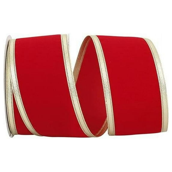 Reliant Ribbon - 99800W-065-40F, Velvet Dynasty Wired Edge Ribbon, Red, 2-1/2 Inch, 10 Yards