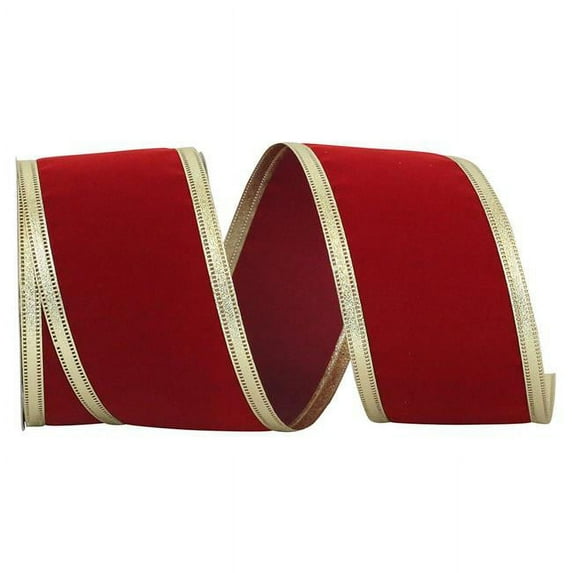 Reliant Ribbon - 99800W-908-40F, Velvet Dynasty Wired Edge Ribbon, Scarlet, 2-1/2 Inch, 10 Yards