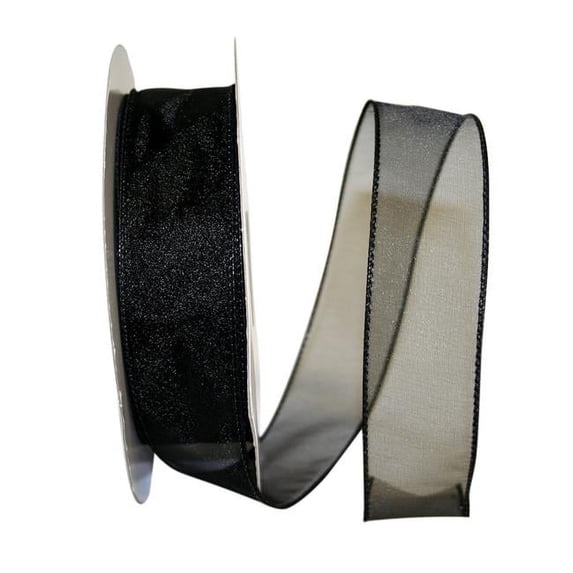 Reliant Ribbon - 99908W-031-09K, Sheer Lovely Value Wired Edge Ribbon, Black, 1-1/2 Inch, 50 Yards
