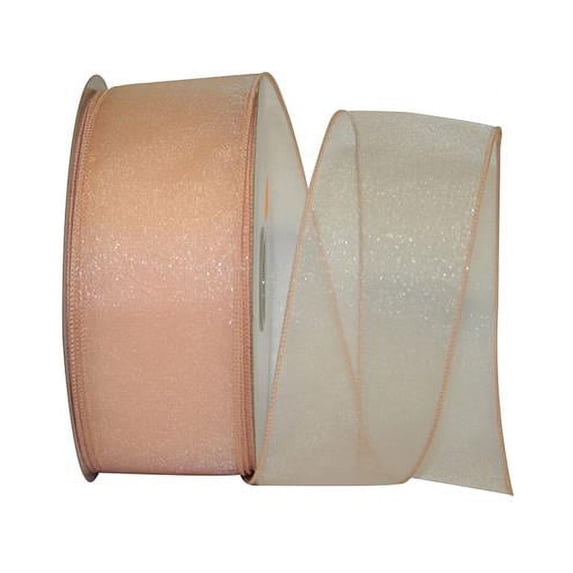 Reliant Ribbon - 99908W-062-40K, Sheer Lovely Value Wired Edge Ribbon, Peach, 2-1/2 Inch, 50 Yards