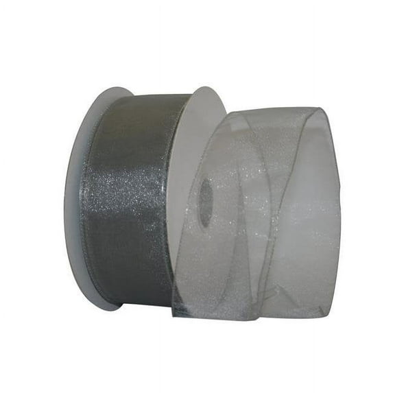 Reliant Ribbon - 99908W-070-40K, Sheer Lovely Value Wired Edge Ribbon, Silver, 2-1/2 Inch, 50 Yards