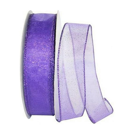 Reliant Ribbon - 99910W-064-09K, Sheer Glitz Value Wired Edge Ribbon, Purple, 1-1/2 Inch, 50 Yards