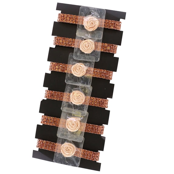 Reliant Ribbon - FT-PR1808RBLK-U, Bulk Princess-3row Rhinestone Flower Bra Floral Accessories, Rose Gold, Miscellaneous, 6 Pieces
