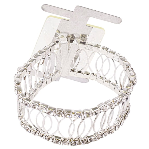 Reliant Ribbon - FT-RY1403-U, Royalty Rhinestone Bracelet Silver Rd Floral Accessories, 1 Piece