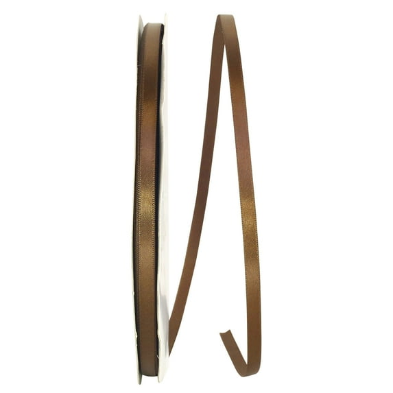 Reliant Ribbon Single Face Satin All Occasion Brown Polyester Ribbon, 3600" x 0.25"