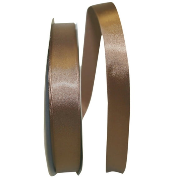 Reliant Ribbon Single Face Satin All Occasion Brown Polyester Ribbon, 3600" x 0.87"