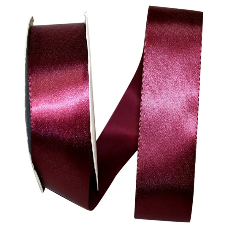 Reliant Ribbon Single Face Satin All Occasion Burgundy Polyester Ribbon,  1800 x 1.5