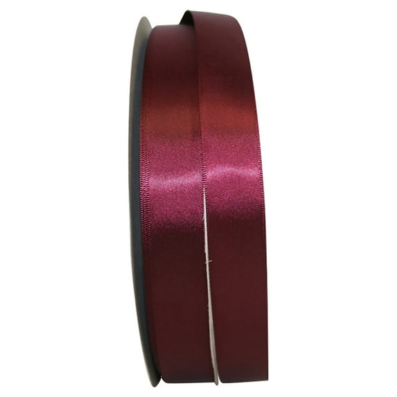 Reliant Ribbon Single Face Satin All Occasion Burgundy Polyester Ribbon, 3600" x 0.87"