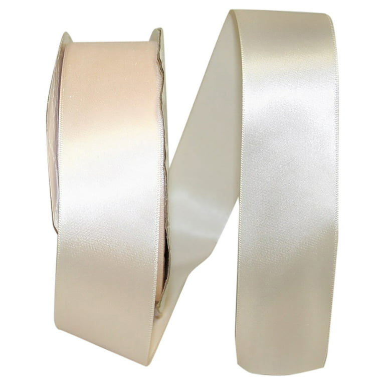 Reliant Ribbon Single Face Satin All Occasion Cream Polyester Ribbon, 1800  x 1.5