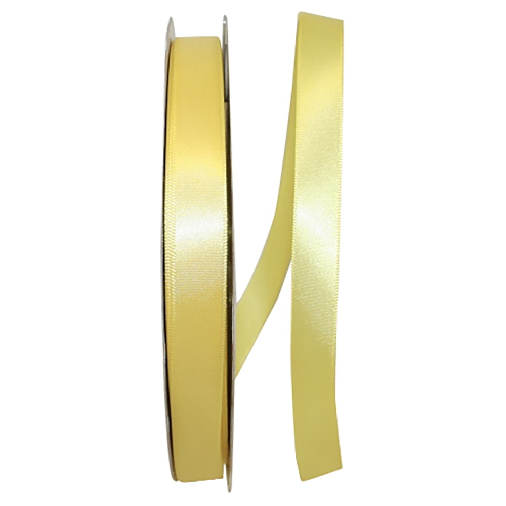Reliant Ribbon Single Face Satin All Occasion Lemon Yellow Polyester Ribbon, 3600" x 0.62"