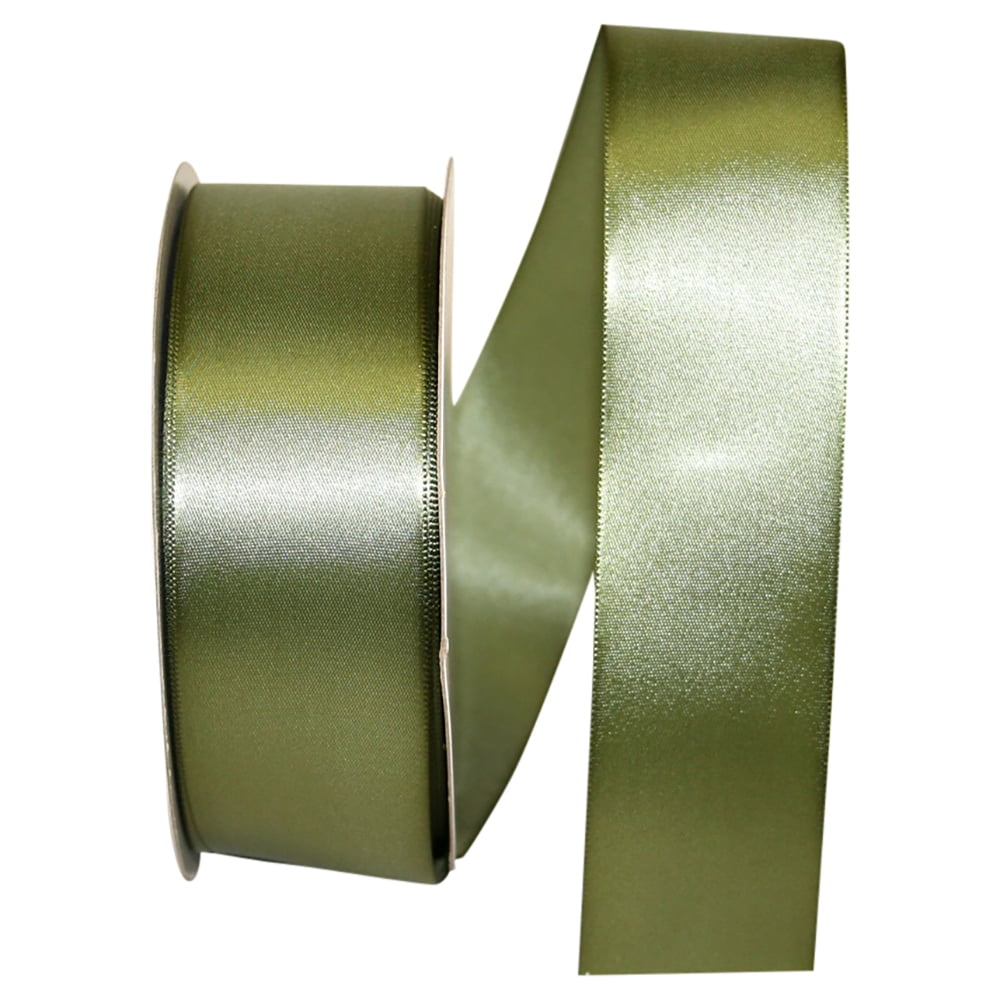 Reliant Ribbon Single Face Satin All Occasion Moss Green Polyester Ribbon, 1800" x 1.5"