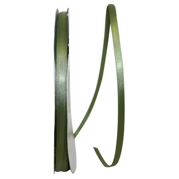Reliant Ribbon Single Face Satin All Occasion Moss Green Polyester Ribbon, 3600" x 0.25"