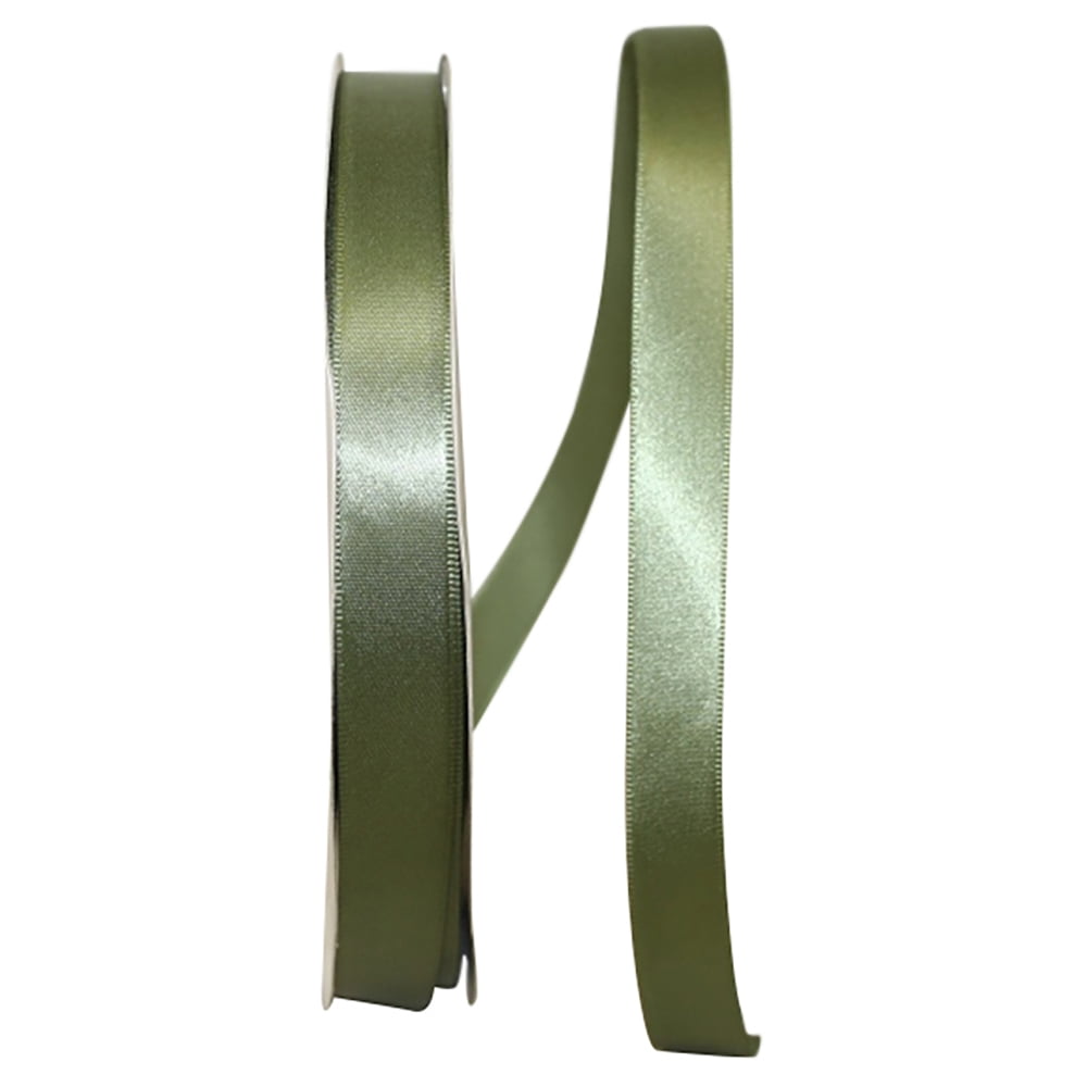 Reliant Ribbon Single Face Satin All Occasion Moss Green Polyester Ribbon, 3600" x 0.62"